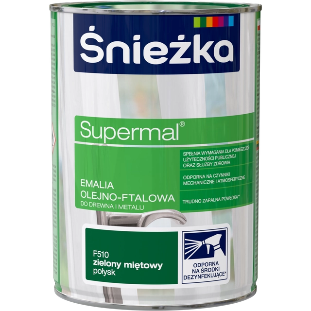 Śnieżka Supermal, oil-phthalic enamel, mint green gloss 0.8L
