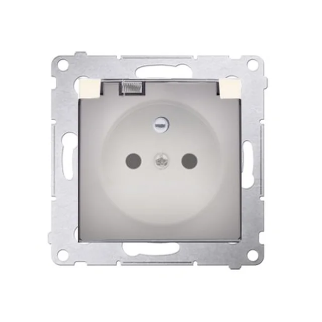 Socket for version IP44 contact cover with frame seal. transparent flap, cream Simon54