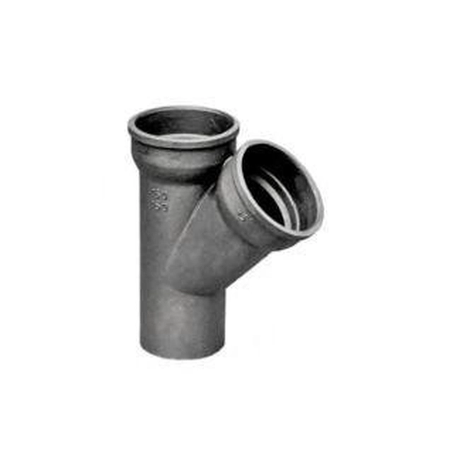 Socket tee 45° with gasket DN150x100, gray cup iron (GJL)