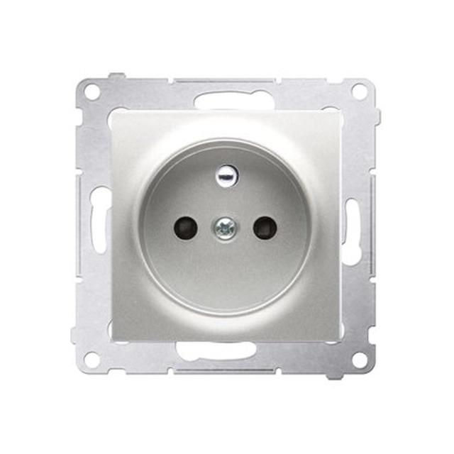 Socket with grounding and shutters, silver mat Simon54