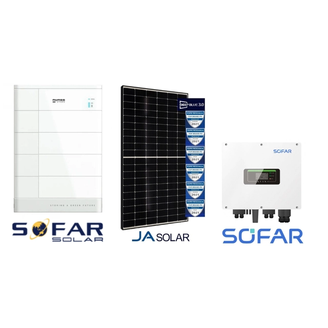 SOFAR HYD5KTL-3PH + 13*JA SOLAR 380W MR Quadro preto + GTX 3000-BCU + 4*Bateria 2.5kWh