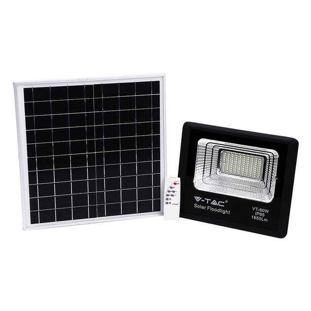 Solar Floodlights - 20W - Sort - IP65 - 1650 Lumens - 6000K