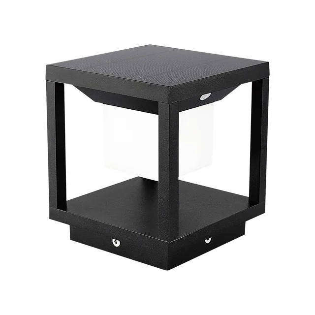 Solar-Leuchtsäule mit Sensor - Schwarz - IP65 - 2W - 90 Lumen - 3000K