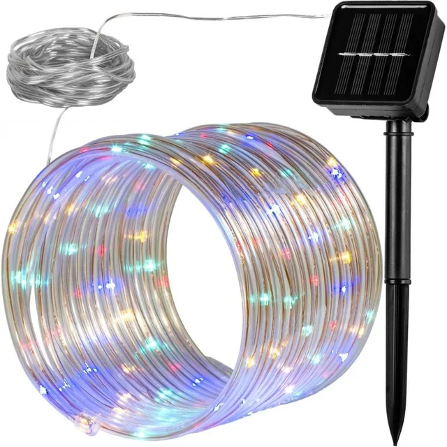 Solar lys slange - 100 LED, farverig