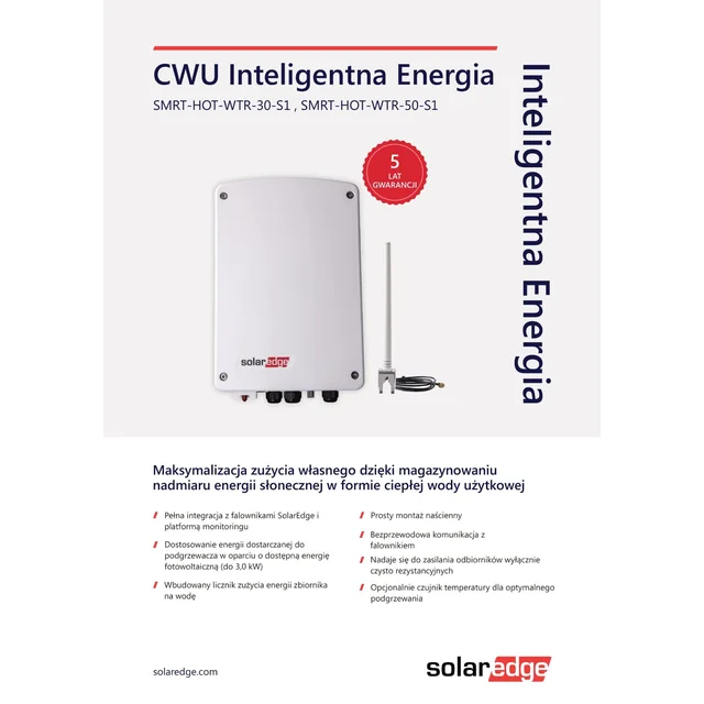 SolarEdge SMRT-HOT-WTR-30-S1 Controlador de calefacción ACS 3kW