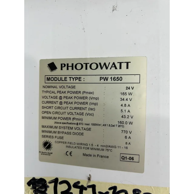 Solarmodul; PV-Modul; Photowatt PW1650-24V
