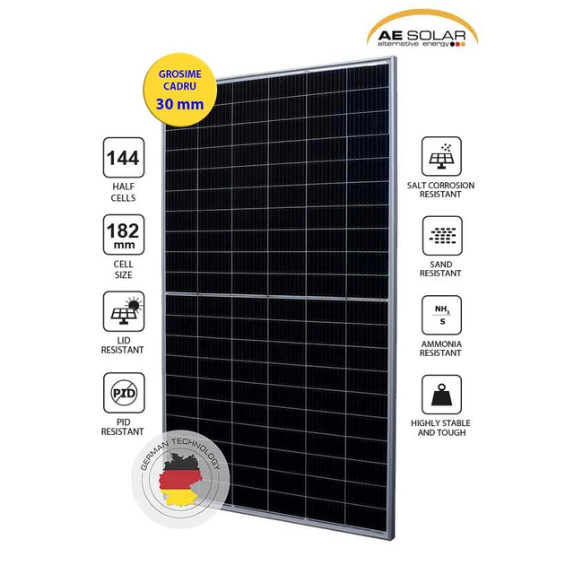 solárny panel AURORA AE MD-144 550W, 30 mm rám