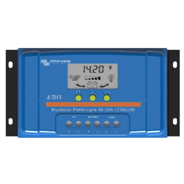 Solárny regulátor nabíjania Victron Energy BlueSolar PWM DUO-LCD a USB 12/24V-20A 12V / 24V 20A