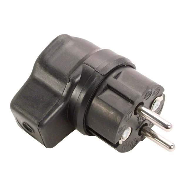 Solid rubber angular black plug 230V 16A max. 2,5 mm² IP44