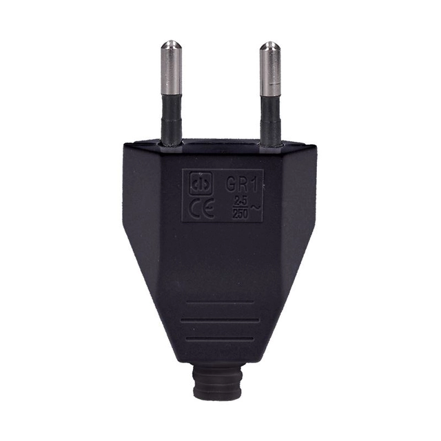 Solight flat plug 2.5A, straight, IP20, black, P60B