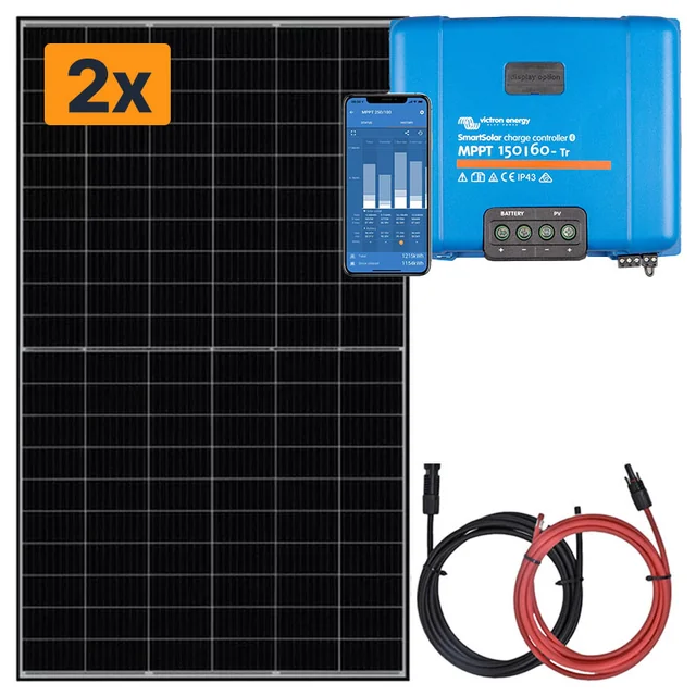 Solpanel 2x410W med laddningsregulator 60A MPPT 12V/24V