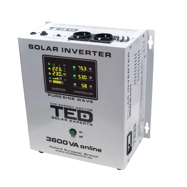 Solväxelriktare från 48V till 230V 3600VA/2400W MPPT sinusvåg TED000309