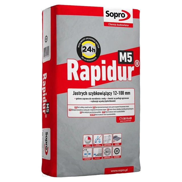 Sopro Rapidur snabbhärdande bruk för golv M5 747 25 Kg