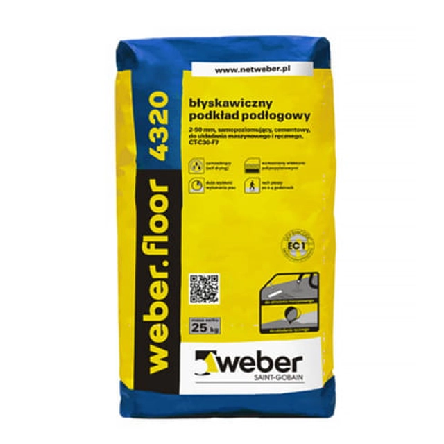 Sous-couche de sol autonivelante et instantanée Weber Floor 4320 25 kg