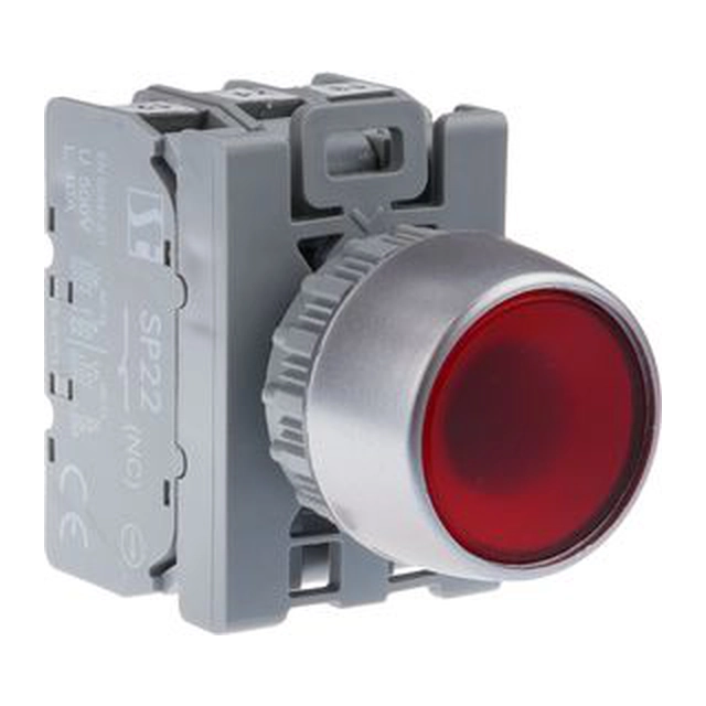 Spamel-bedieningsknop 22mm rood 1Z 1R zelfteruggave met achtergrondverlichting (SP22-KLC-11-230-BA9S)