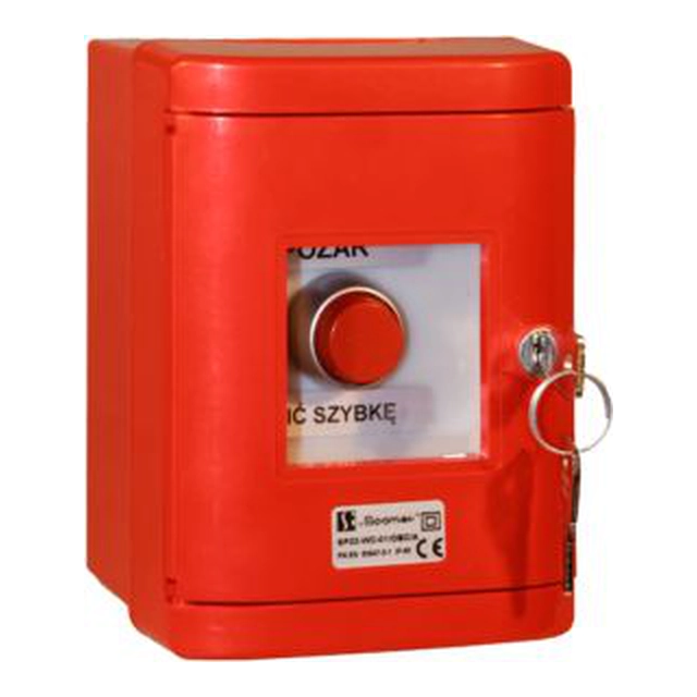 Spamel Safety button 1R red in OBC housing, nickel-plated ring (SP22-B-01/OBC/B)