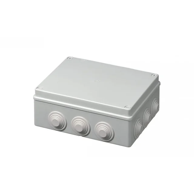 Square applied box 240x190x90mm IP55 for distribution junction ABS UV resistant with plugs