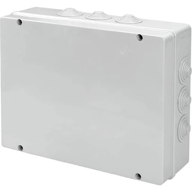 Square applied box 380x300x120mm IP55 for distribution junction ABS UV resistant with plugs