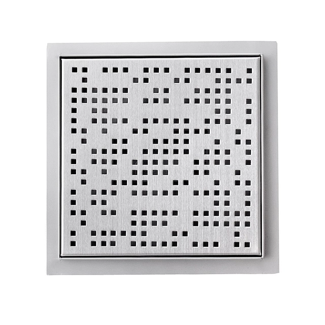 Square drain, stainless steel shower grate, 25x25cm Pixel