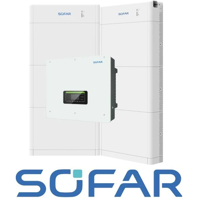 Sæt: SOFAR Hybrid inverter HYD20KTL-3PH, Sofar energilagring 30kWh: 2 x15kWh BTS E15-DS5