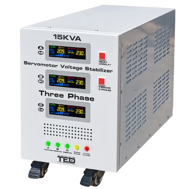 Stabilisateur de réseau maximum 15KVA-SVC avec servomoteur triphasé-triphasé TED000101