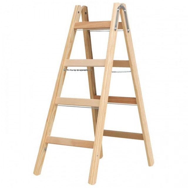 STABILO Professional two-sided wooden standing ladder, 2x4 degrees