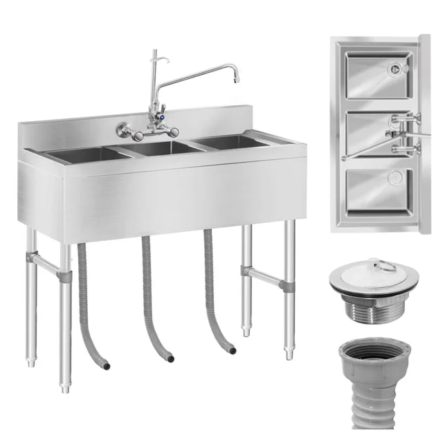 Stainless steel catering sink, swimming pool 3, chamber 100x50cm