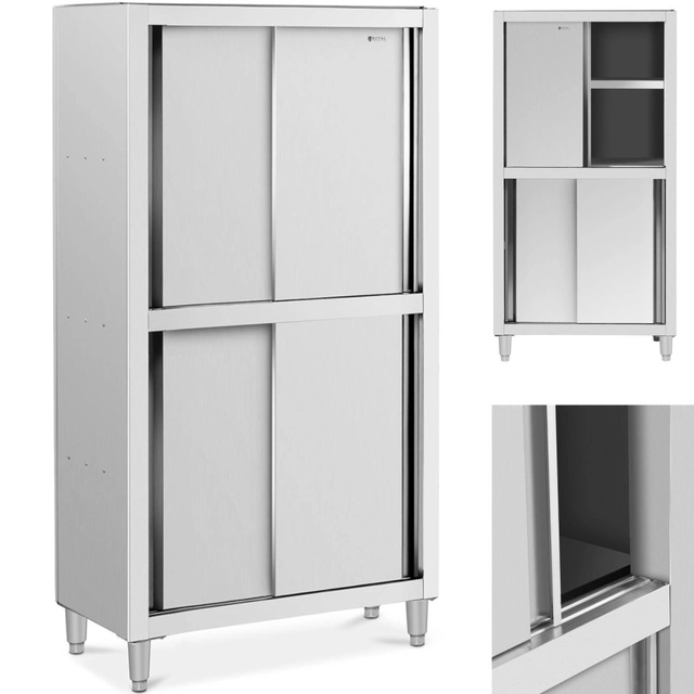 Stainless steel catering storage cabinet with sliding doors 120 kg 100 x 50 x 180 cm