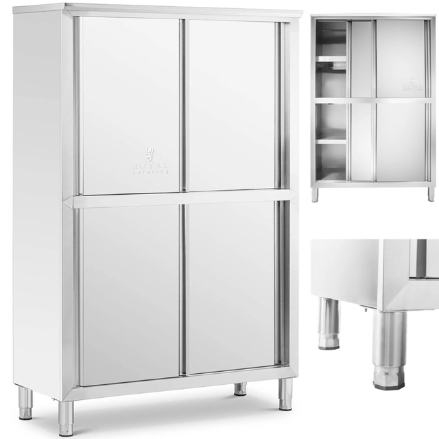 Stainless steel catering storage cabinet with sliding doors 180x118x50cm