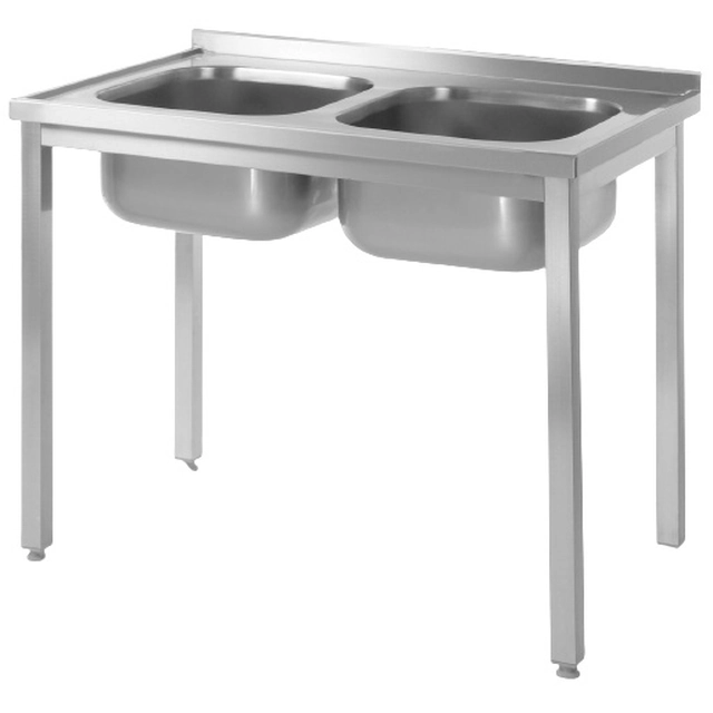 Stainless Steel Catering Table With 2 Sinks 100x60 Hendi 811580