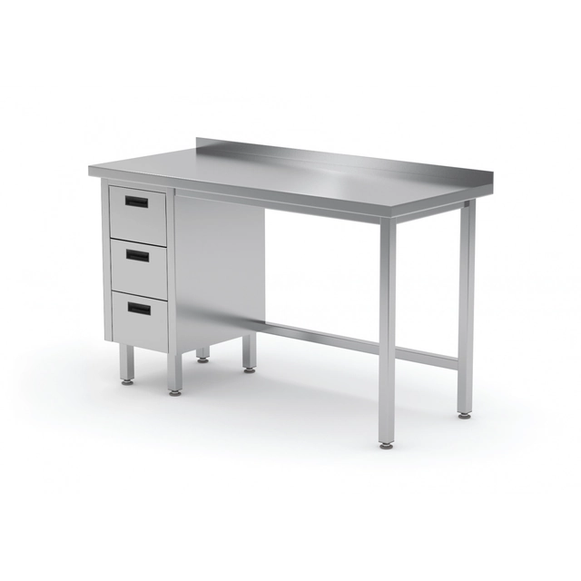 Stainless Steel Catering Table With 3 Drawers 100x60x85 Polgast 123106-3