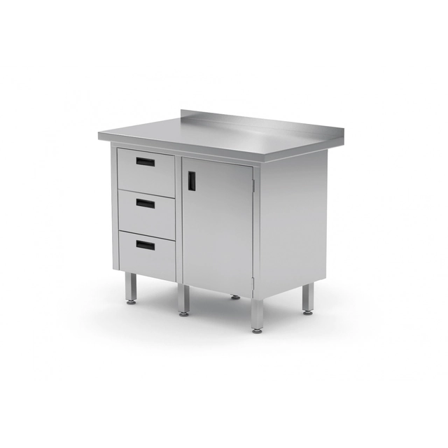 Stainless Steel Catering Table With Cabinet And Drawers 3 Polgast 136086-3