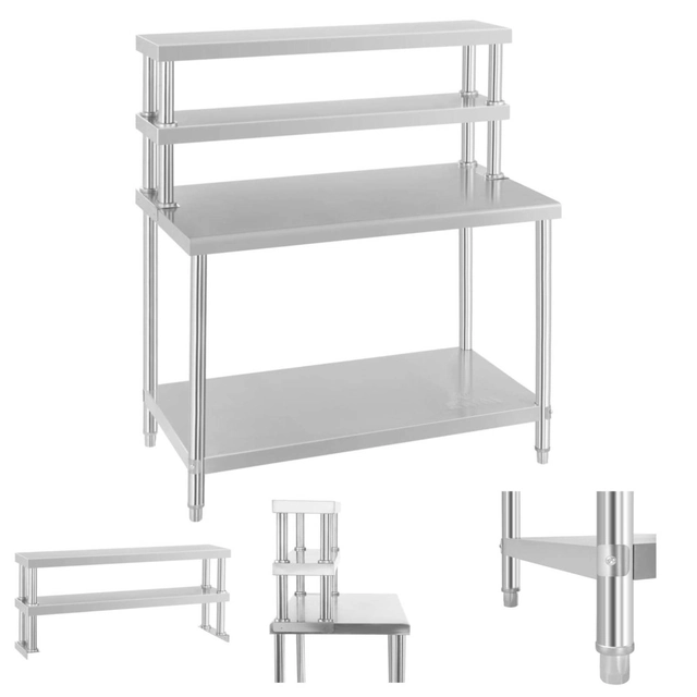 Stainless steel catering work table with extension 120x60cm