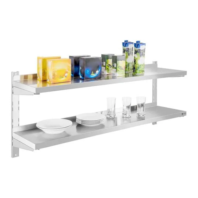 Stainless steel double shelf 140 x 30 cm