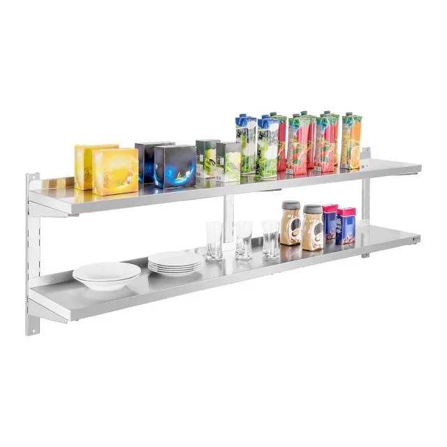 Stainless steel double shelf 180 x 30 cm