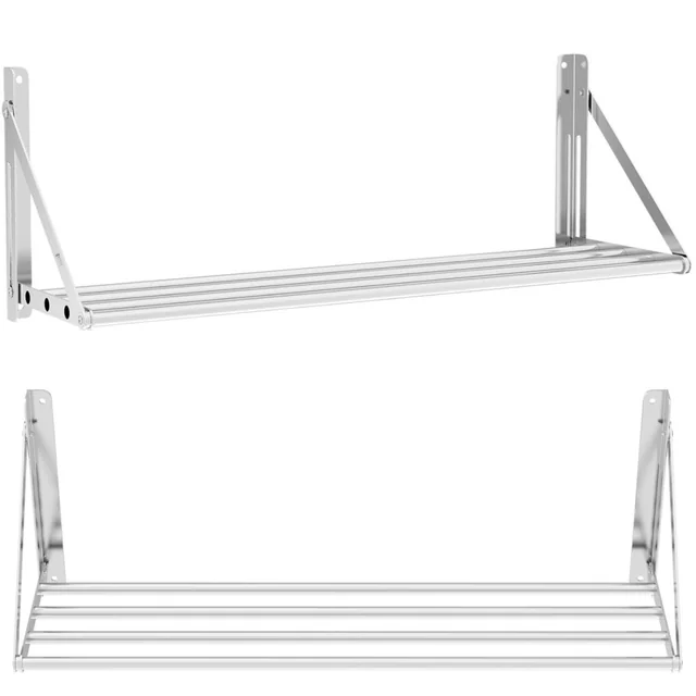Stainless steel folding wall shelf up to 40 kg 100 x 30 cm