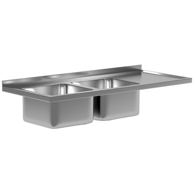 Stainless Steel Gastronomic Countertop With 2 Sinks 110x60 Polgast Bl-202116