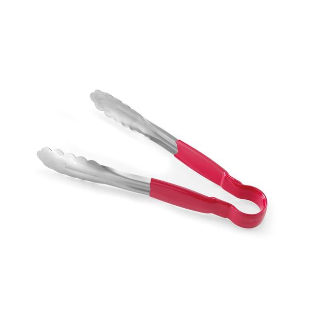 Stainless steel serving tongs 300 mm with red handle