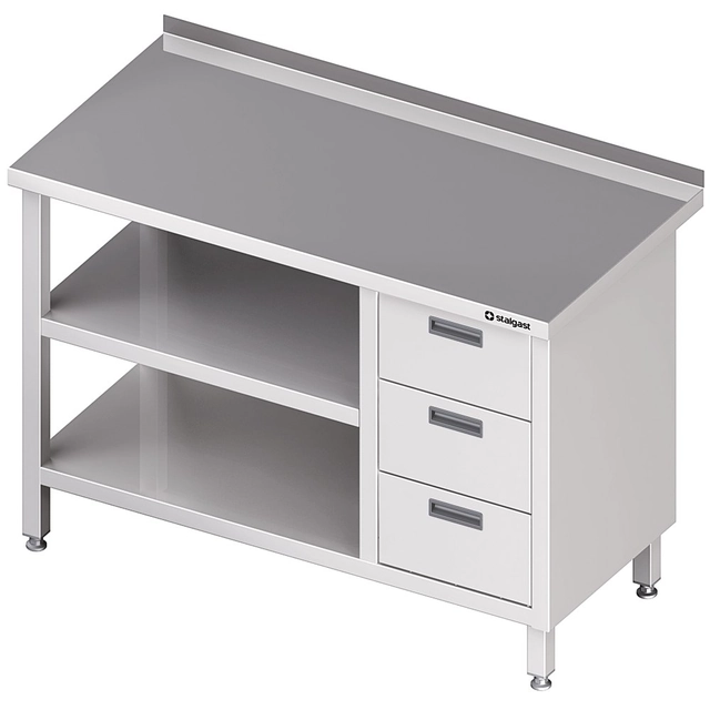 Stainless Steel Table 3 Drawers (P) and 2 Shelves 100x70 Stalgast