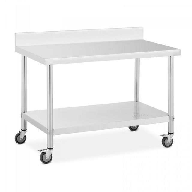 Stainless steel table on wheels - 70 x 120 cm - 158 kg ROYAL CATERING 10012811 RCAT-120/70-WS
