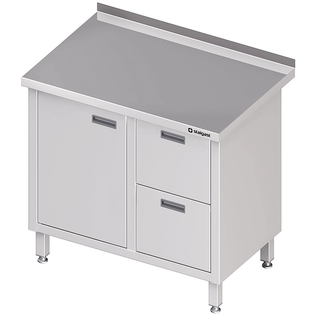 Stainless Steel Table With 2 Drawer Block (P) D.Wing 100x70 Stalgast