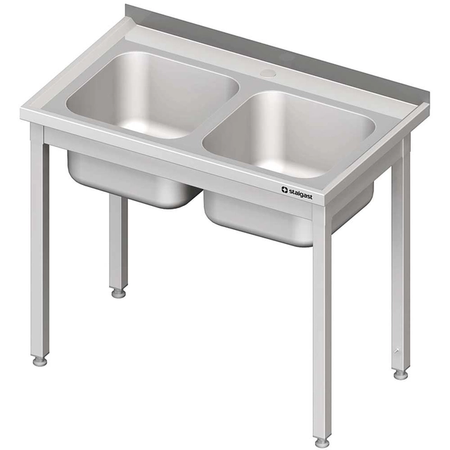 Stainless Steel Table With Sink 2-Komorowy. 1000x600, Bolted Stalgast