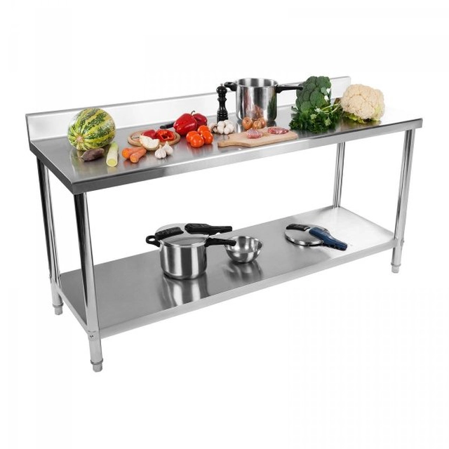 Stainless steel work table - edge - 200 x 60 cm ROYAL CATERING 10011087 RCAT-200/60-N