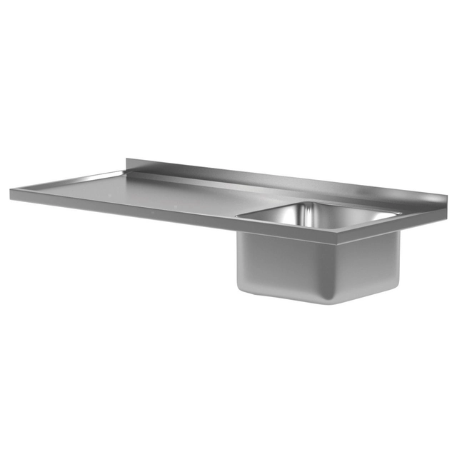 Stainless steel worktop with a sink, 240x60 | Polgast