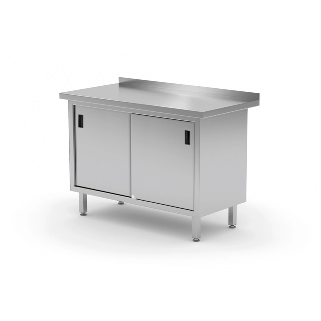 Stainless table with a cabinet 160x60x85, sliding door | Polgast