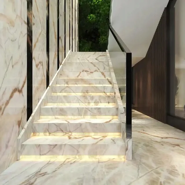 Stair tiles 120x30 like STONE gold VEINS - GLOSS stair set