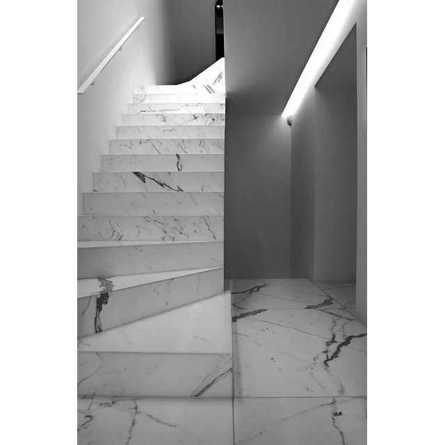 Stair tiles 120x30 WHITE MARBLE stone structure ANTI-SLIP