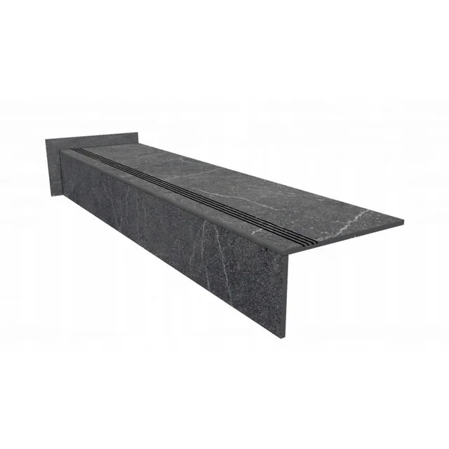 Stair tread tiles with vein GREY GRAPHITE 100x30 - riser + base