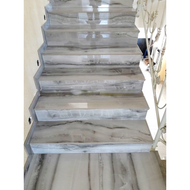 Stairs made of gray stone 120x30 HIGH GLOSS