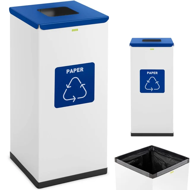 Stålbehållare för sortering av avfall, pappersavfall 30.5x30.5x70cm 60L